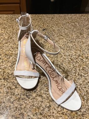 Sam Edelman White Open-Toe Ankle Strap Heels
